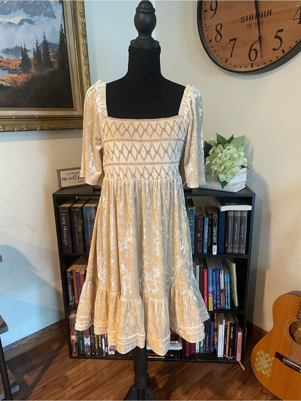 Cream Velvet Backless Mini Dress